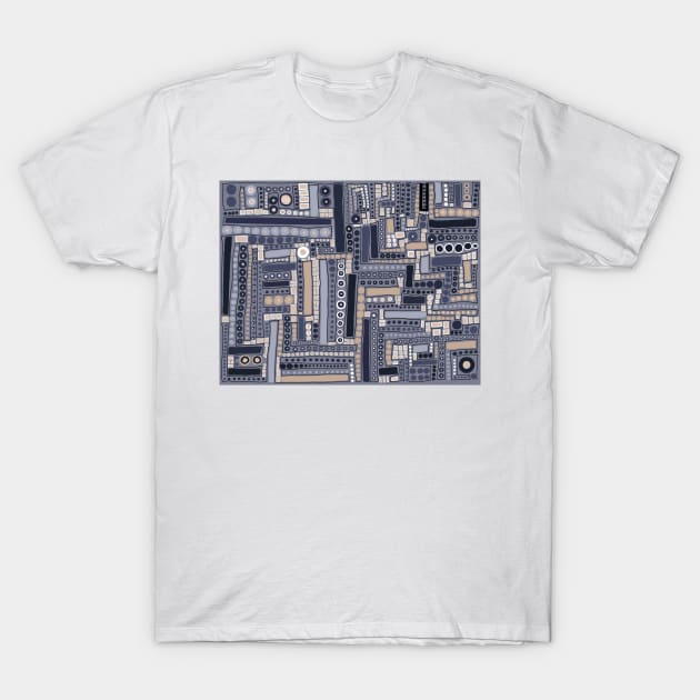 Wacky Maze - In Lovely Neutral Shades of Gray and Tan T-Shirt by CTWuellner